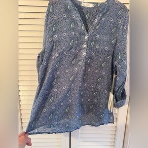 Carve Designs Teal and Navy Paisley Blouse